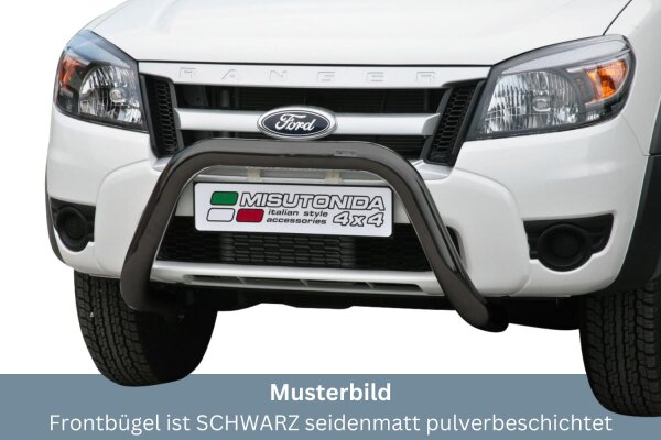 Frontbügel Edelstahl schwarz für Ford Ranger 2009 -2011 76mm mit Gutachten Rammschutz