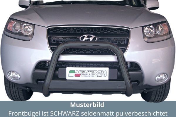 Frontbügel Edelstahl schwarz für Hyundai Santa Fe 2006 - 2009 63mm ABE Bullbar