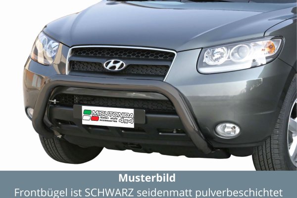 Frontbügel Edelstahl schwarz für Hyundai Santa Fe 2006 - 2009 76mm ABE Bullbar