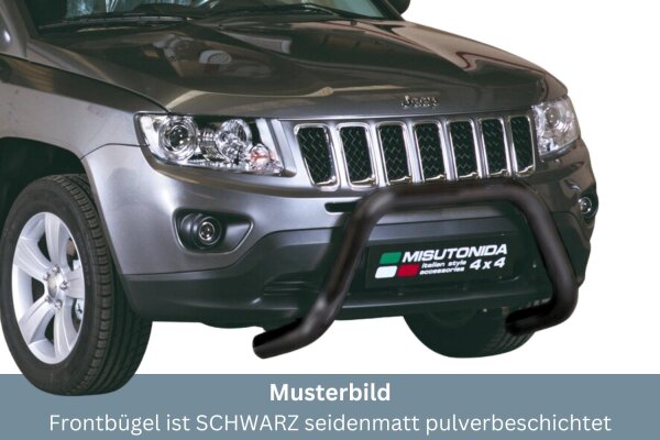 Frontbügel Edelstahl schwarz für Jeep Compass 2011 - 2017 76mm mit ABE Bullbar