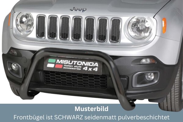 Frontbügel Edelstahl schwarz für Jeep Renegade 2014-2017 Ø76mm ABE Frontschutzbügel