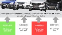 Frontbügel Edelstahl schwarz für KIA Sportage 2004 - 2007 76mm mit ABE Bullbar