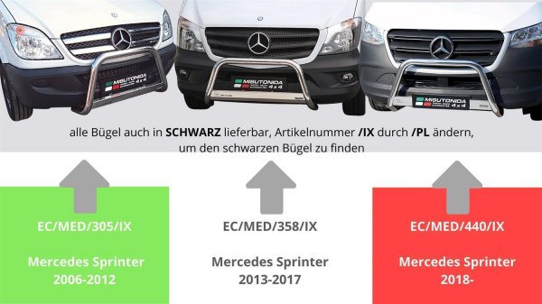 Mercedes Benz Sprinter W906 Frontschutzrohr 60/42mm schwarz 2013 bis 2018