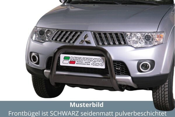 Frontbügel Edelstahl schwarz für Mitsubishi L200 KAOT 2010-2014 63mm mit ABE