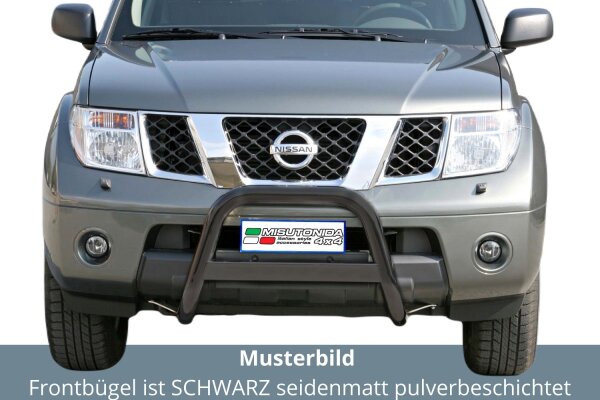 Frontbügel Edelstahl schwarz für Nissan Navara 2005 - 2009 63mm mit ABE Bullbar