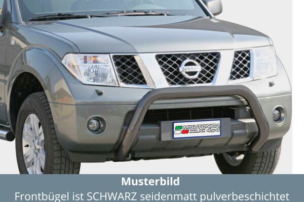 Frontbügel Edelstahl schwarz für Nissan Navara 2005 - 2009 76mm mit ABE Bullbar