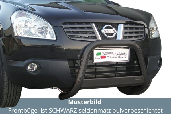 Frontbügel Edelstahl schwarz für Nissan Qashqai 2007 -2009 63mm mit ABE Bullbar