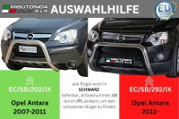 Frontbügel Edelstahl schwarz für Opel Antara 2007 - 2010 76mm mit ABE Rammschutz