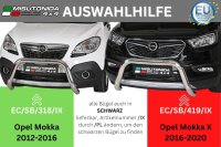 Frontbügel Edelstahl schwarz für Opel Mokka 2012 - 2016 76mm mit ABE Rammschutz