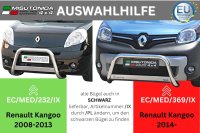 Frontbügel Edelstahl schwarz für Renault Kangoo 2008 - 2013 63mm mit ABE Bullbar