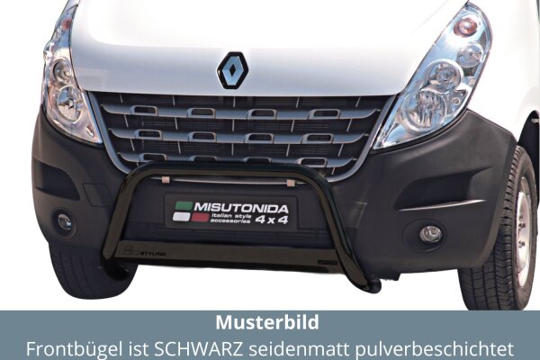 Frontbügel Edelstahl schwarz für Renault Master 2010-2018 Ø63mm mit ABE Rammschutz