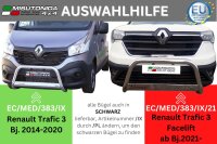 Frontbügel Edelstahl schwarz für Renault Trafic 3 2014 - 2020 Ø63mm mit Gutachten Rammschutz