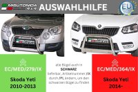 Frontbügel Edelstahl schwarz für Skoda Yeti 2010 - 2013 63mm mit ABE Rammschutz