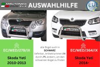 Frontbügel Edelstahl schwarz für Skoda Yeti 2014 - 63mm mit Gutachten Frontschutzbügel