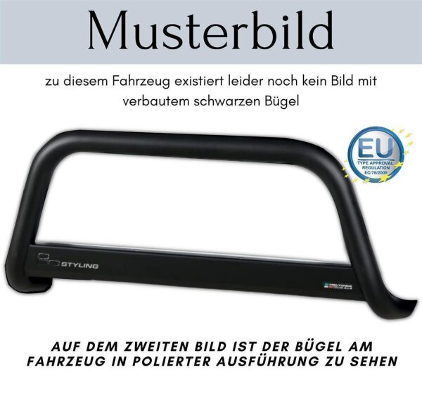 Frontbügel Edelstahl schwarz für Ssangyong Kyron 2007 - 63mm mit ABE Rammschutz