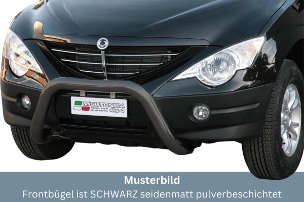 Frontbügel Edelstahl schwarz für Ssangyong Actyon 2006 - 76mm mit ABE Rammschutz