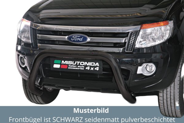 Frontbügel Edelstahl schwarz für Ford Ranger 2012 - 76mm ABE Frontschutzbügel