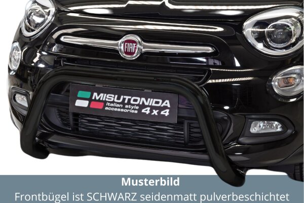 Frontbügel Edelstahl schwarz für Fiat 500X 2013-2018 76mm Gutachten Frontschutzbügel