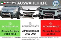 Frontbügel Edelstahl schwarz für Citroen Berlingo 2015 - 63mm mit ABE Rammschutz