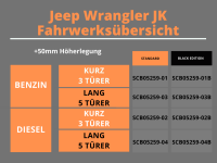 Trailmaster Fahrwerk Höherlegung für Jeep Wrangler JK kurz +50mm Benzin