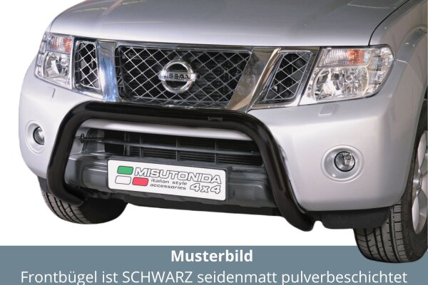 Frontbügel Edelstahl schwarz für Nissan Navara D40 2010- Ø76mm mit ABE Bullbar