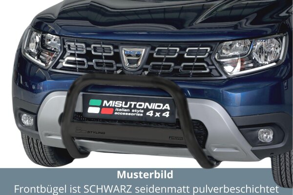 Frontbügel Edelstahl schwarz für Dacia Duster II 2018 - 2020 Ø63mm mit Gutachten