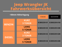 Trailmaster Fahrwerk Höherlegung für Jeep Wrangler JK kurz +50mm Benzin schwarz