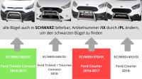 Frontbügel Edelstahl schwarz für Ford Transit Custom & Tourneo Custom 2018- Ø63mm