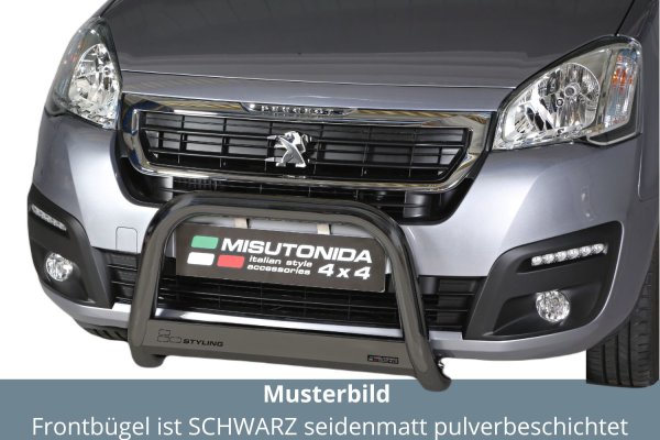 Frontbügel Edelstahl schwarz für Peugeot Partner 2016- 63mm Frontschutzbügel