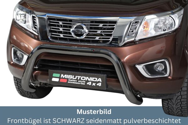 Frontbügel Edelstahl schwarz für Nissan Navara D231 ab 2016 76mm Gutachten