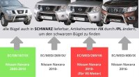 Frontbügel Edelstahl schwarz für Nissan Navara D231 ab 2016 76mm Gutachten