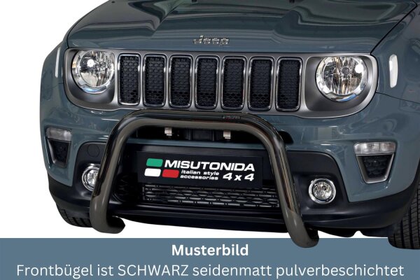 Frontbügel Edelstahl schwarz für Jeep Renegade ab 2018 76mm m. ABE Rammschutz