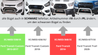 Frontbügel Edelstahl schwarz für Ford Transit Courier ab 2018 Ø63mm Gutachten