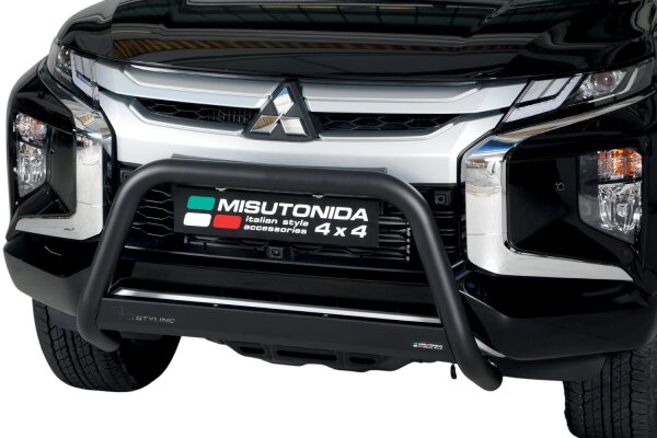 Frontbügel Edelstahl schwarz für Mitsubishi L200 2019- 63mm mit Gutachten Rammschutz