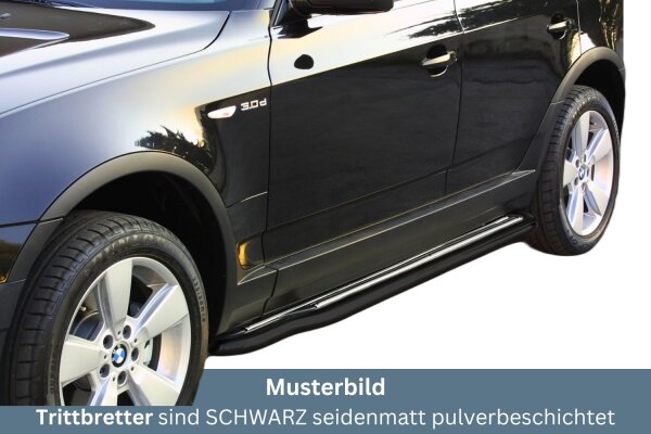 Trittbretter SCHWARZ für BMW X3 X83 2003> Edelstahl Ø50mm mit TÜV