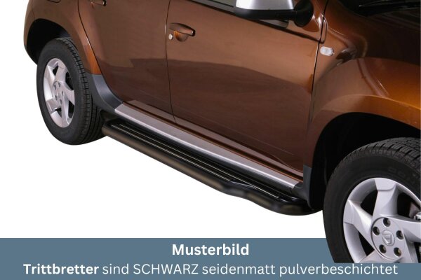 Trittbretter SCHWARZ für DACIA Duster SD 2010 > Edelstahl Ø50mm mit TÜV