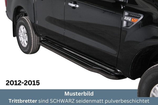 Trittbretter SCHWARZ für FORD Ranger Doppelkabine 2AB 2012 > Edelstahl mit TÜV