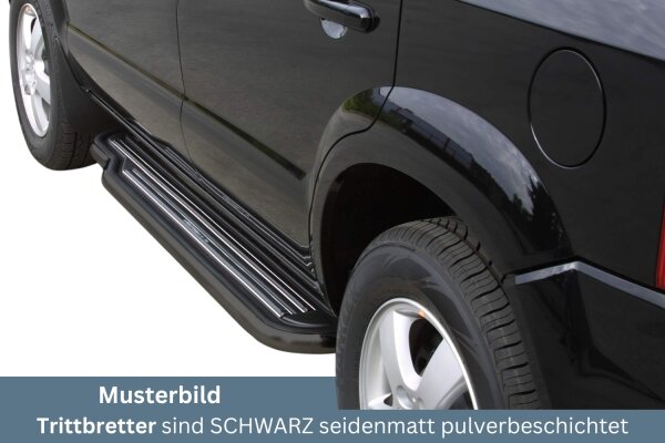 Trittbretter SCHWARZ für HYUNDAI Tucson JM Bj. 2004-2014 Edelstahl Ø50mm mit TÜV