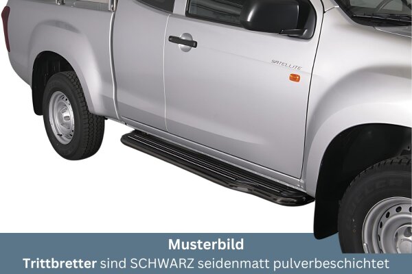 Trittbretter SCHWARZ für ISUZU D-Max Space Cab 2012 > Edelstahl Ø50mm mit TÜV