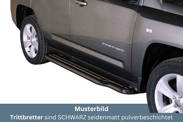 Trittbretter SCHWARZ für JEEP Compass PK 2011> Edelstahl Ø50mm mit TÜV