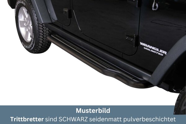 Trittbretter SCHWARZ für JEEP Wrangler JK 5 Türer 2011> Edelstahl Ø50mm mit TÜV