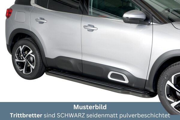 Trittbretter SCHWARZ für CITROËN C5 Aircross 2019> Edelstahl Ø50mm mit TÜV