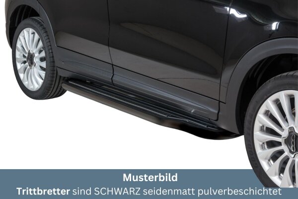 Trittbretter SCHWARZ für Fiat 500X Edelstahl Ø50mm mit TÜV