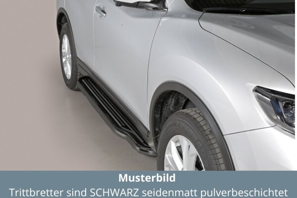 Trittbretter SCHWARZ für NISSAN X-Trail T32 ab Bj.2015- Edelstahl Ø50mm mit TÜV