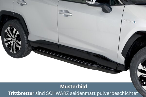 Trittbretter SCHWARZ für TOYOTA RAV 4 Hybrid Bj. 2019- Edelstahl Ø50mm mit TÜV