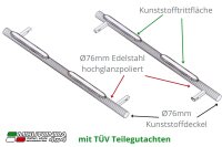 Schwellerrohre mit Tritt für FORD Ranger Doppelkabine 2012 > V2A Ø76mm mit TÜV