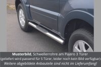 Schwellerrohre mit Tritt für MITSUBISHI Pajero V80 5t 2007> V2A Ø76mm mit TÜV