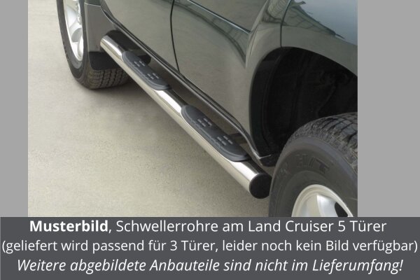 Schwellerrohre mit Tritt für TOYOTA Land Cruiser KDJ 125 3-TÜRER V2A Ø76mm mit TÜV