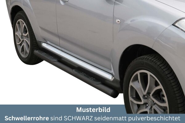 Schwellerrohre mit Tritt SCHWARZ für CITROËN C-Crosser 2008> V2A Ø76mm mit TÜV