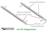 Schwellerrohre mit Tritt SCHWARZ für CITROËN C-Crosser 2008> V2A Ø76mm mit TÜV